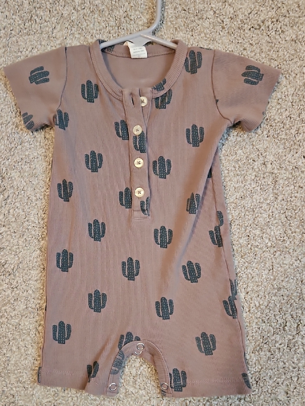 Kate Quinn Ribbed Cotton Henley Romper 12-18 Months